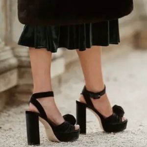 Antonio Melani × Nicola Bathie Emilia Velvet Rose Platform Dress Sandals